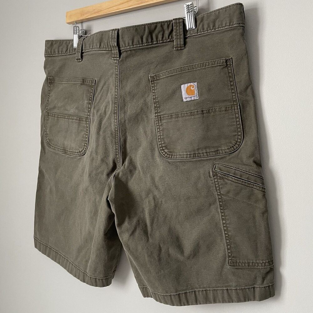Carhartt Rugged Flex Relaxed Fit Canvas Work Shorts Green Workwear Men's Size 40 - Picture 4 of 10